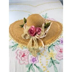 Chic Lolita straw hat,‎ vintage decoration from the 1940s and 1960s
